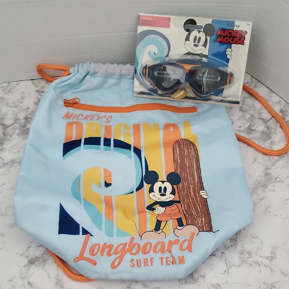 Disney Mickey Mouse Surf Team Bag and Goggles - Blue and Orange